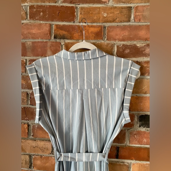 BISHOP + YOUNG striped button front dress light blue/white size medium - Picture 6 of 7